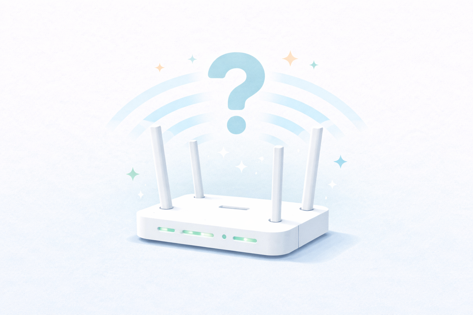 Wi-Fi router met vraagteken